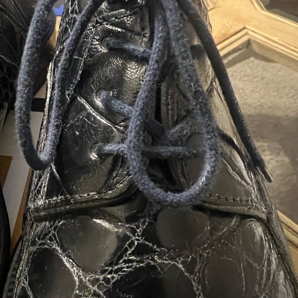 David Eden Alligator Skin Dress Derby Shoes Blue 9M - Picture 5 of 16